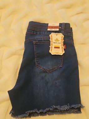 I Love You Women’s Dark Blue Boyfriend Jeans with Frayed Hem
